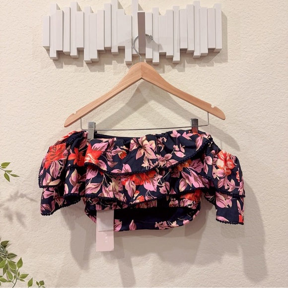 Keepsake the Label Real Love Black Floral Ruffle Blouse Crop Top Size Small NWT - Picture 9 of 13